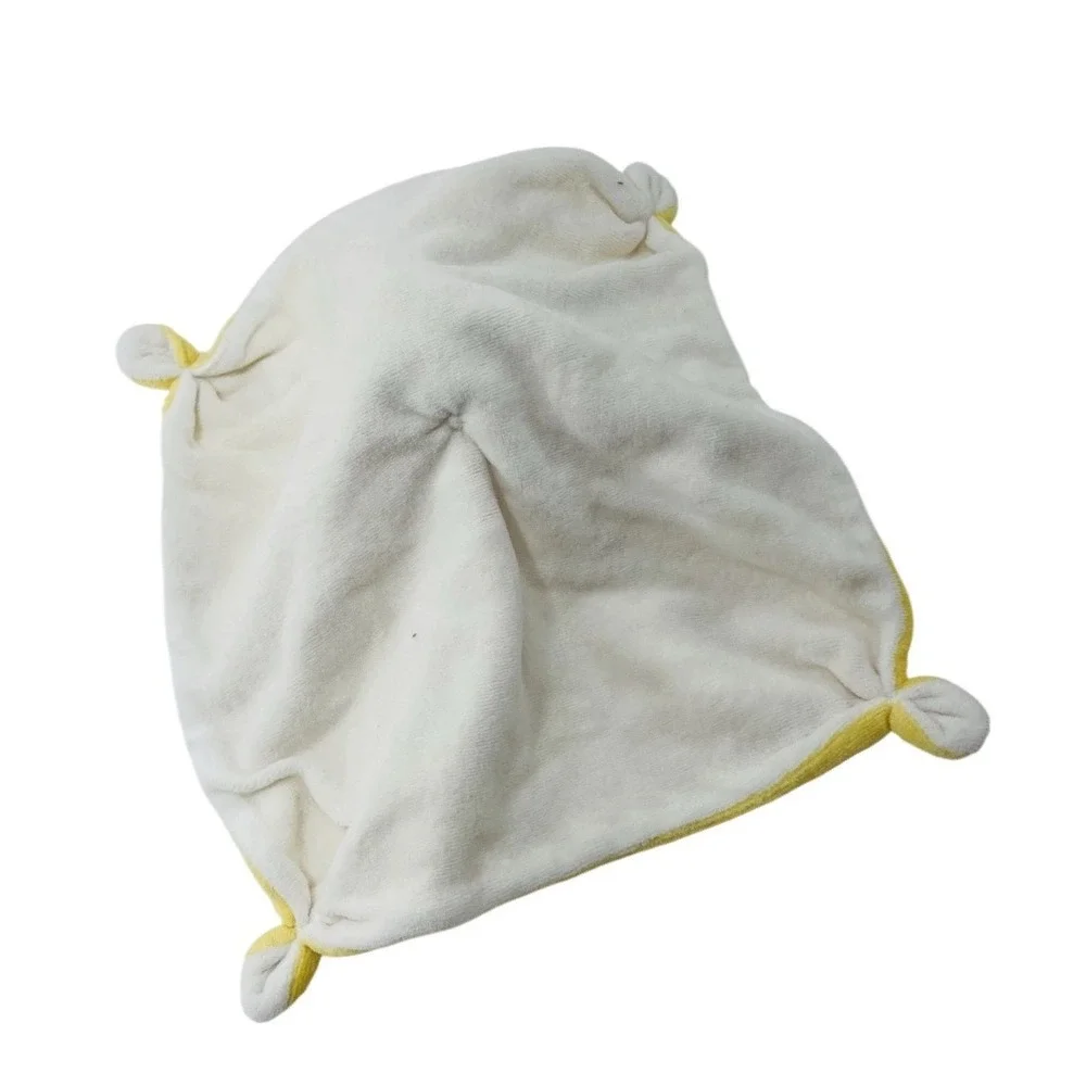 Burts Bees Baby Bumble Bee Lovey Security Blanket Yellow White Knotted Plush New